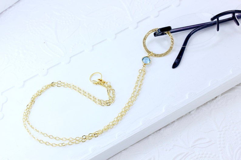 Personalized Swarovski Eyeglass Holder Necklace Gold Etsy