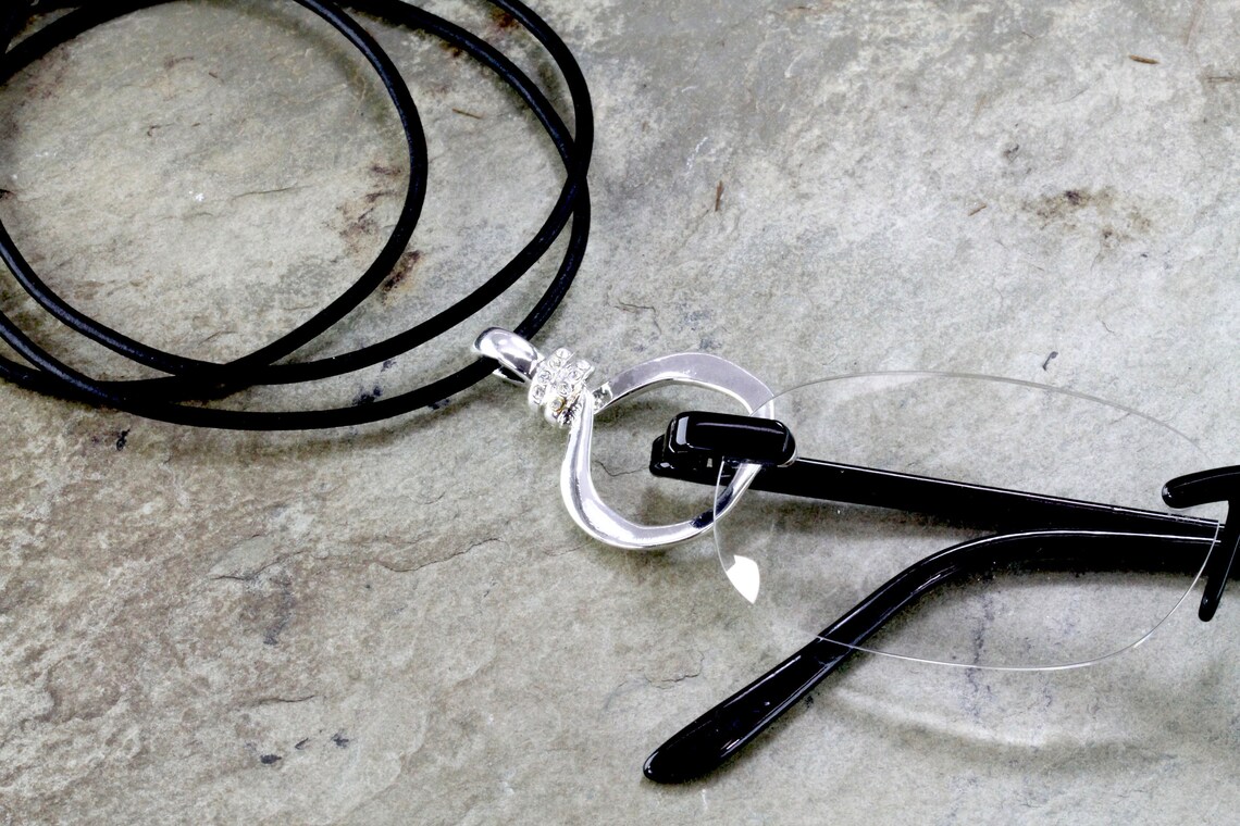 Silver Rhinestone Eyeglass Chain Loop Organic Silver Glasses Etsy