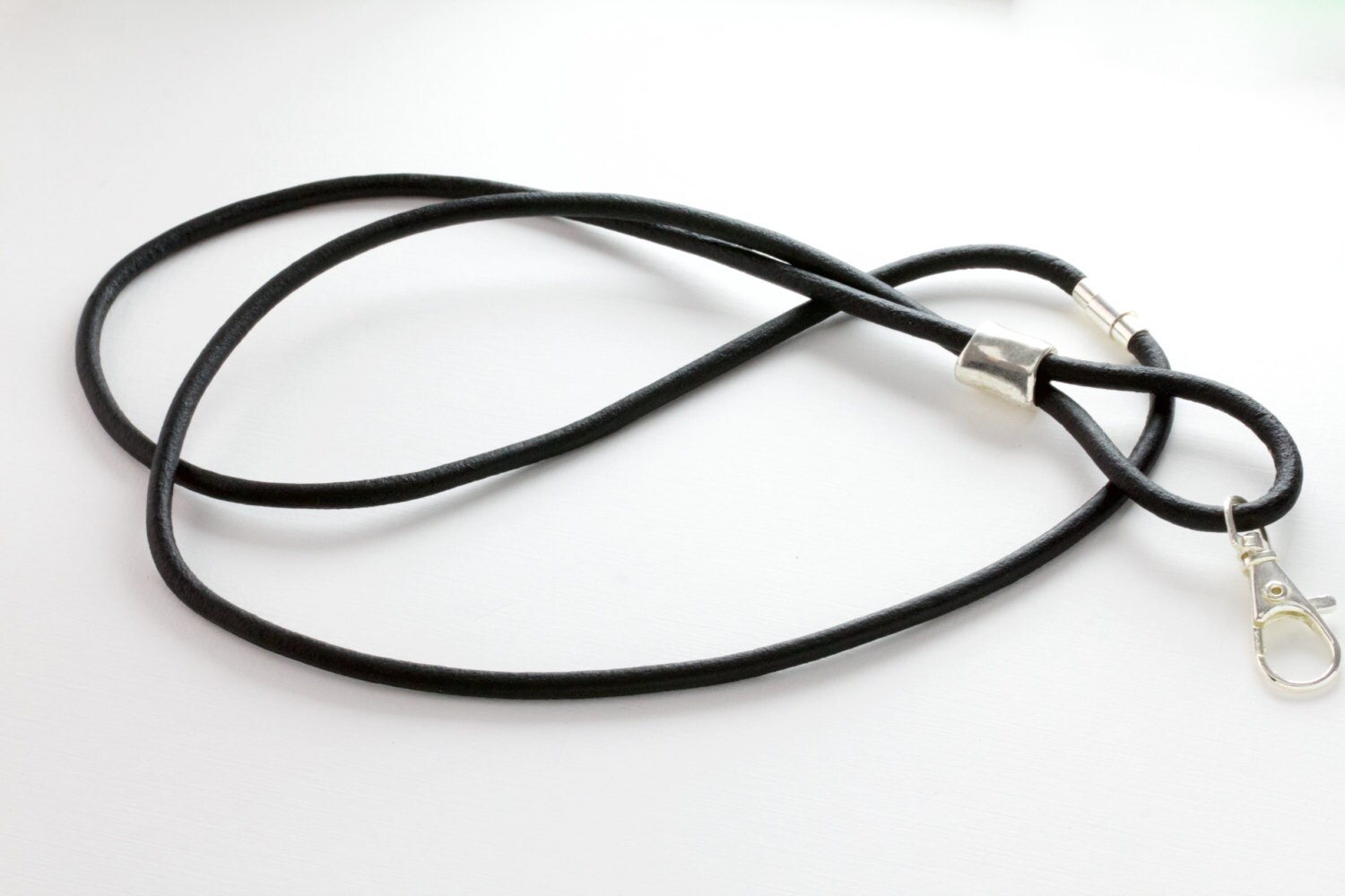 Minimalist Black Leather Lanyard Lanyard ID Badge Lanyard | Etsy