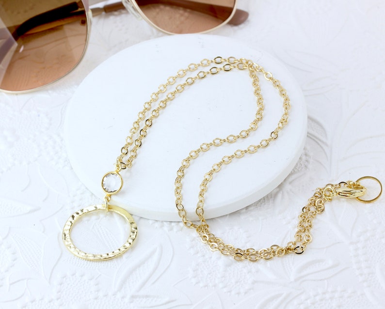 Personalized Swarovski Eyeglass Holder Necklace Gold Etsy