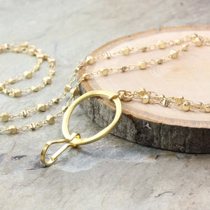Classic Matte Gold ID Badge Lanyard for Women, Upscale Gold Chain ID Badge Holder, Office Accessories, id holder, maetri, MGL-501