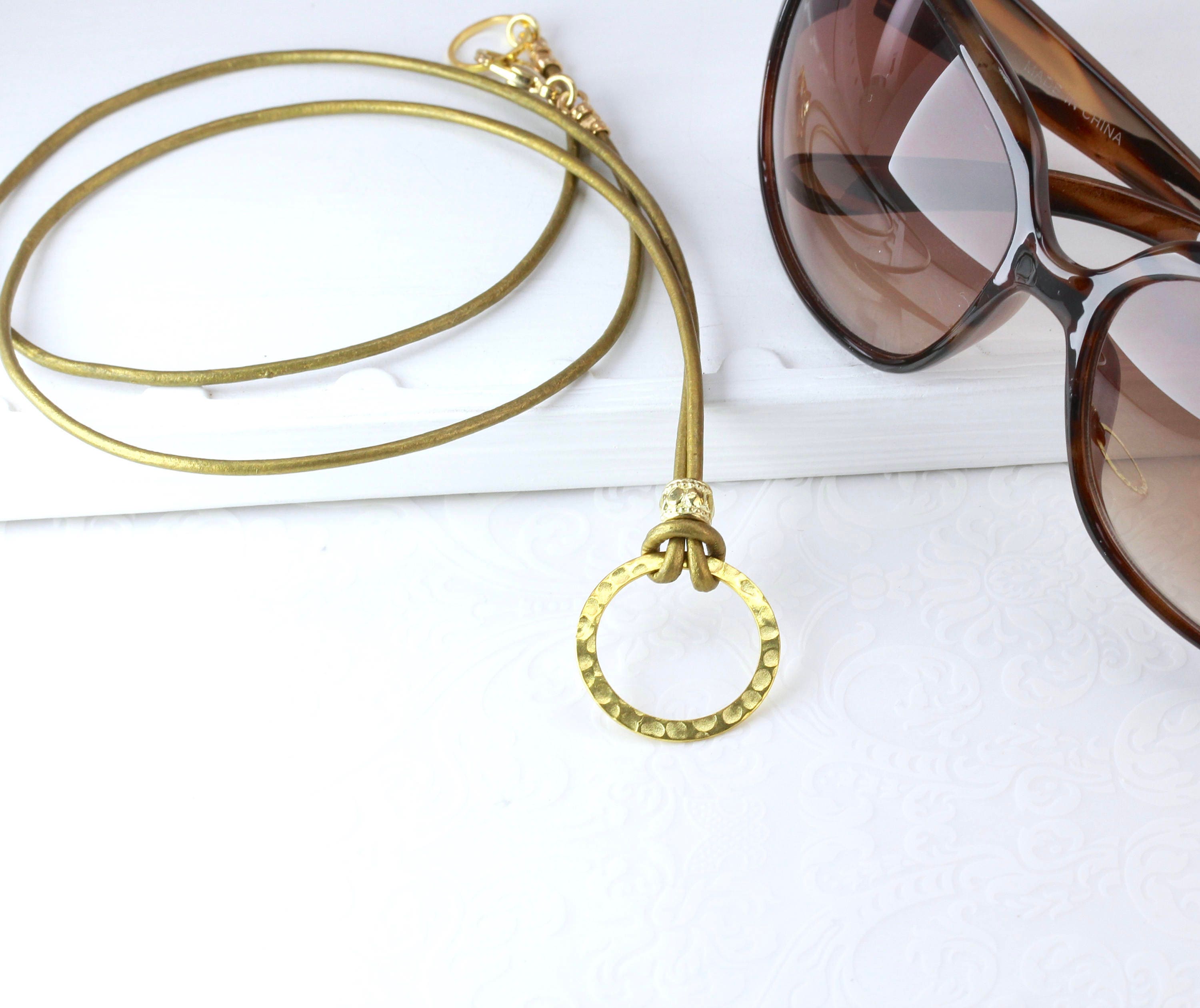Gold Leather Eyeglass Chains Leather Eyeglass Lanyard Rose Etsy