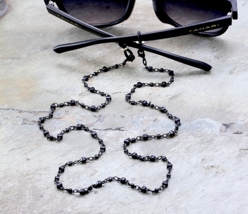 Maetri Black Eyeglass Chain Trendy Glasses Chain Matte Black Etsy