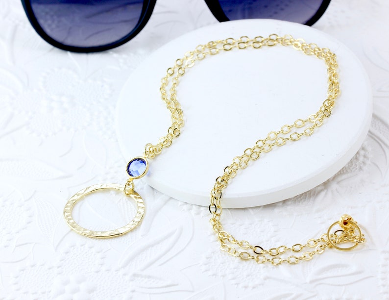 Personalized Swarovski Eyeglass Holder Necklace Gold Etsy
