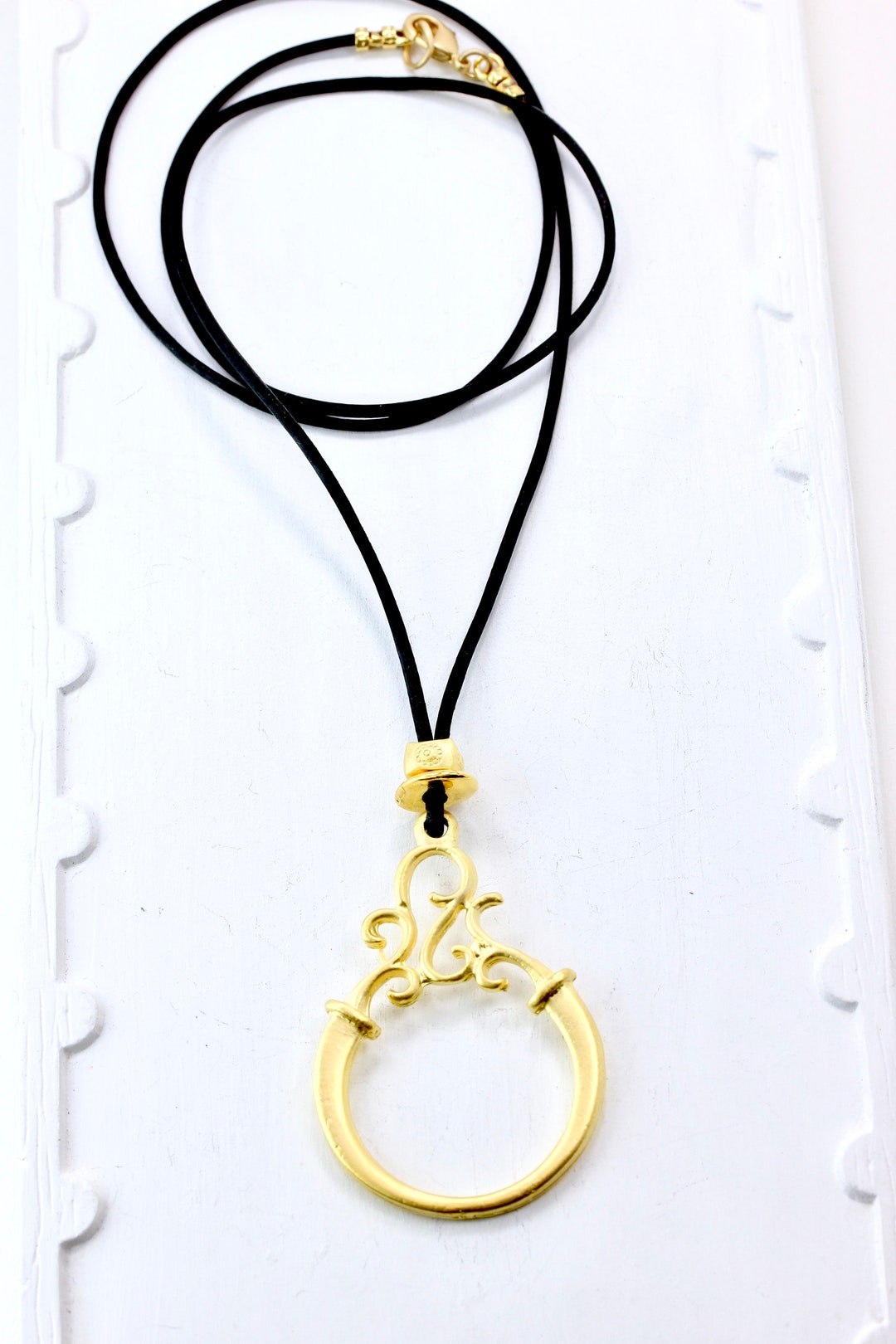 Boho Gold Leather Eyeglass Holder Strap, Silver Eyeglass Chain, Women's