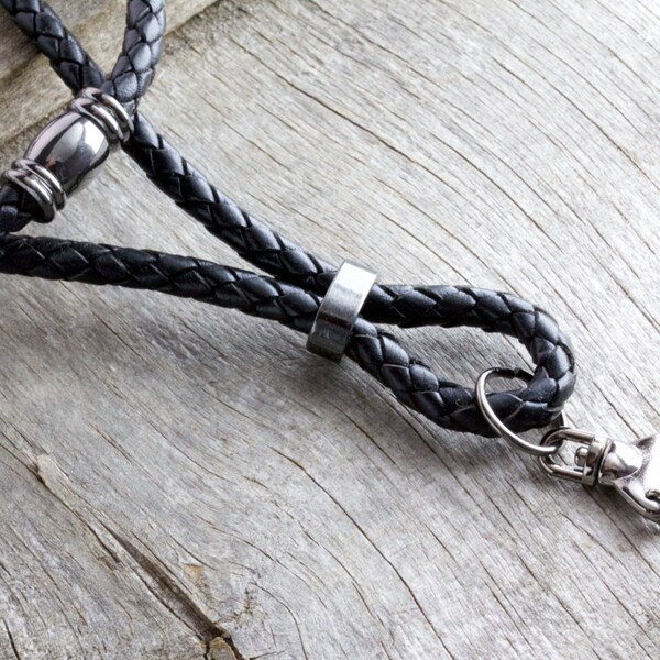 Rustic Gunmetal Leather Lanyard, Lanyard, ID Badge Lanyard, ID Badge Holder, id holder, badge holder, for men, for him, men accessories