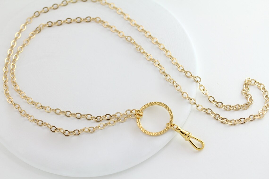 Gold Chain ID Badge Lanyard Lanyard Gold ID Lanyard Gold Etsy