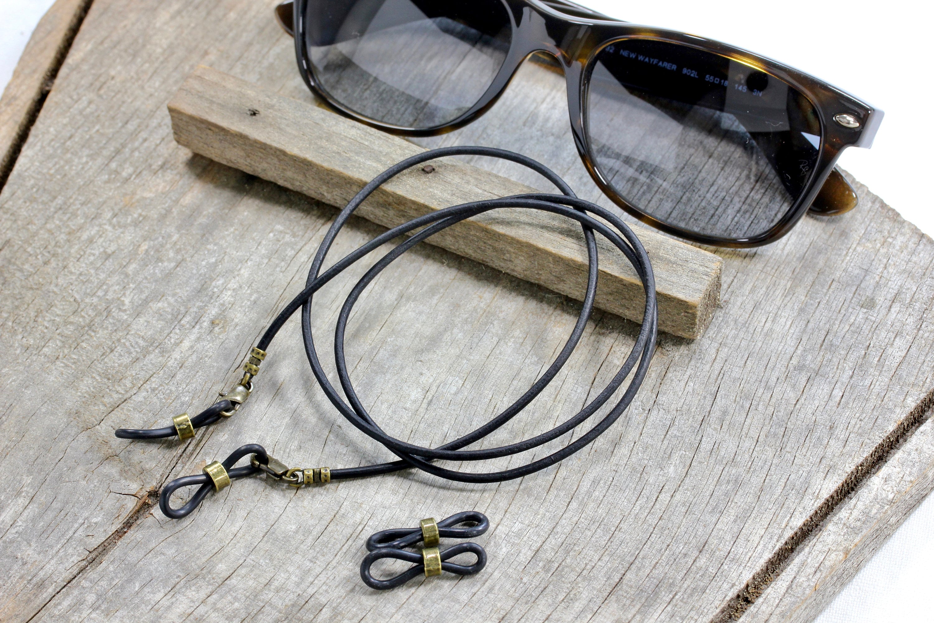 Mens Black Leather Eyeglass ChainLeather LanyardGlasses Etsy
