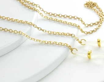 Satin Matte Gold Eyeglass Chain: Square Wire Glasses Lanyard