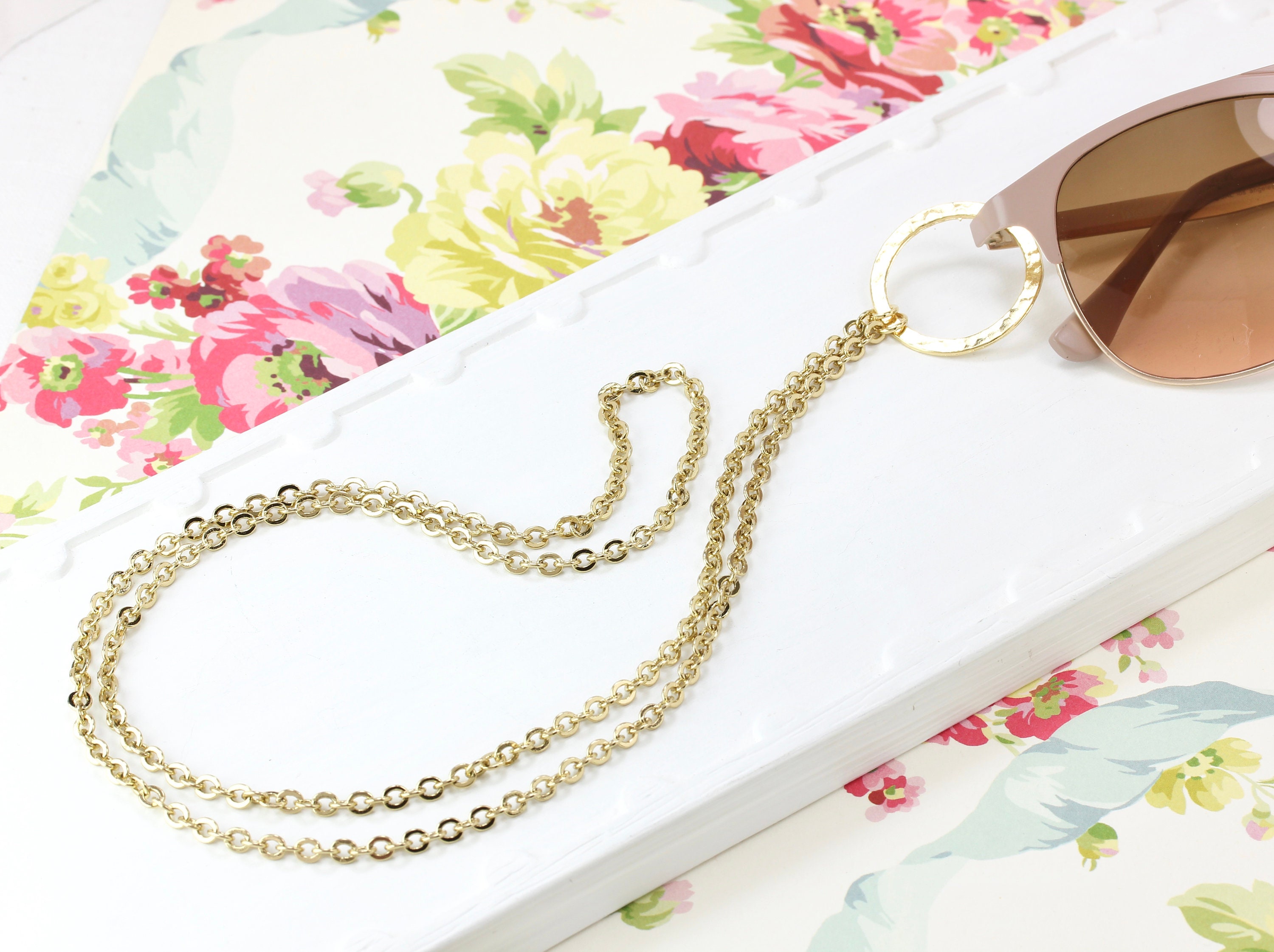 Gold Eyeglass Loop Necklace Gold Lanyard Eyeglass Chain Etsy