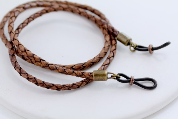 Rustic Brown Leather Eyeglass Chain Antiqued Chestnut Leather Sunglasses Holder Braided Leather Glasses Strap Gifts for Men Made in USA Etsy Canada