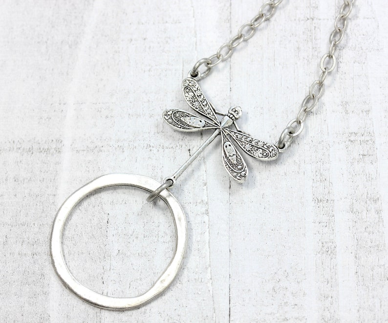 Silver Dragonfly Eyeglass Chain, Silver Eyeglass Loop Necklace, Reading glasses holder, Sunglasses Holder Chain, Nature Jewelry, maetri image 1