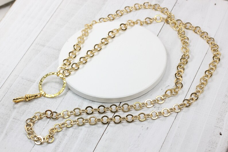 Chunky Upscale Gold ID Badge Lanyard for Women Modern Circle Etsy
