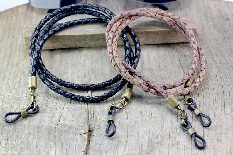 Rugged Leather Sunglasses Holder Cord for Men Braided Leather Etsy