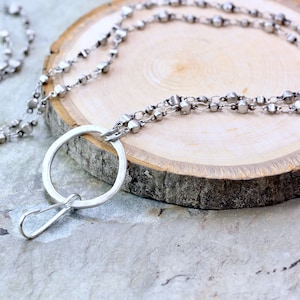 Antique Silver Beaded ID Badge Lanyard: Women's Professional Style