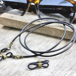 Mens Black Leather Eyeglass Chain-leather Lanyard-glasses Chain-leather ...