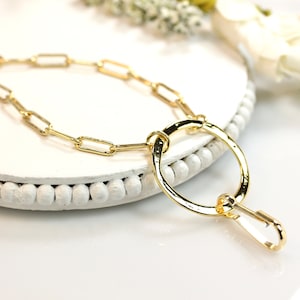 Gold Paperclip Chain ID Badge Lanyard: Handmade Office Gift