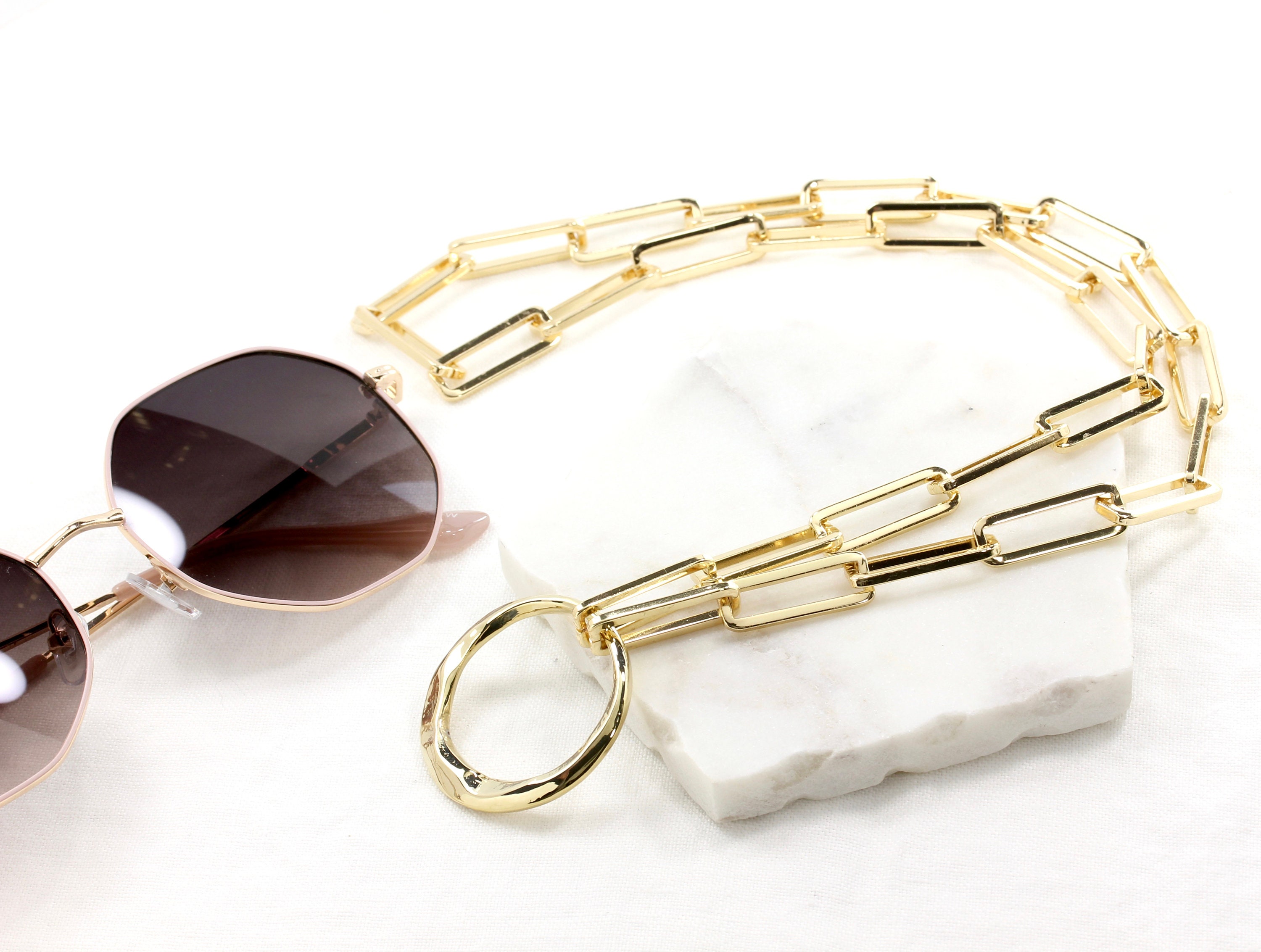 Rectangle Link Eyeglass Necklace Loop Gold Sunglasses Chain Etsy