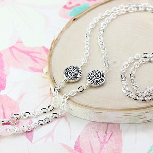 Silver Eyeglass Chain: Bohemian Zen Swirls Glasses Holder Necklace