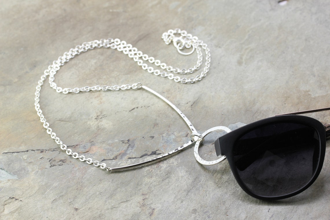 Modern Silver Eyeglass Loop Necklace Silver Glasses Loop Etsy
