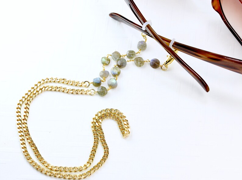 Luxury Gold Eyeglass Chain with Labradorite Gemstones Glasses Etsy