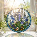 Stained Glass Birth Flower Suncatcher: Personalized Floral Window Hanging,  Mother’s Day Gift product logo