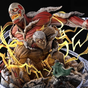 Angriff auf Titan Diorama Figur | Anime STL Statue | Übersicht Corps vs Titan Sammler 3D Print Modell | Digitaler Download STL-Datei