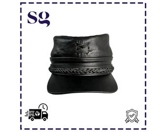 Handmade Leather Civil War Kepi Hat – Authentic Vintage Military Officer Cap | Historical Reenactment Gift