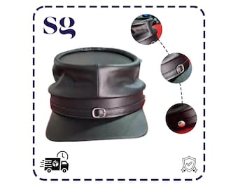 Handmade Civil War Leather Kepi Hat – Authentic Reenactment Headwear, Historical Military Replica