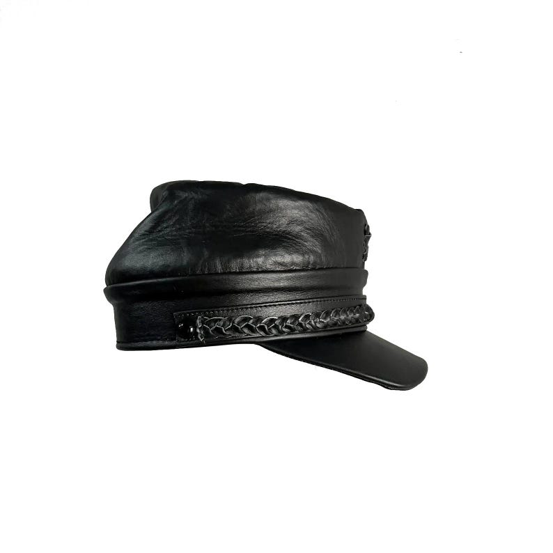 Handmade Leather Civil War Kepi Hat – Authentic Vintage Military Officer Cap | Historical Reenactment Gift image 4