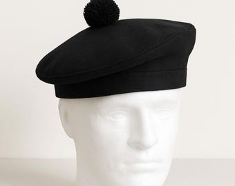 Handmade Black Tam O'Shanter – Traditional Scottish Highland Bonnet with Pom Pom | Celtic Heritage Hat