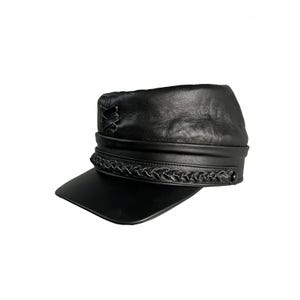 Handmade Leather Civil War Kepi Hat – Authentic Vintage Military Officer Cap | Historical Reenactment Gift image 1