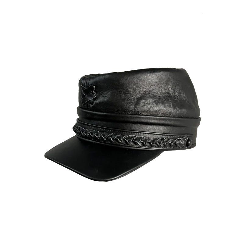 Handmade Leather Civil War Kepi Hat – Authentic Vintage Military Officer Cap | Historical Reenactment Gift image 1