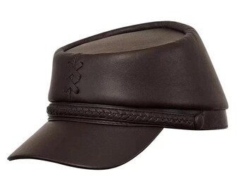 Handmade Leather Civil War Kepi: 1860s Military Replica Hat