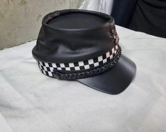 Handmade 19th Century Leather Kepi Hat – Authentic Military Cap Replica | Historical Reenactment Headwear
