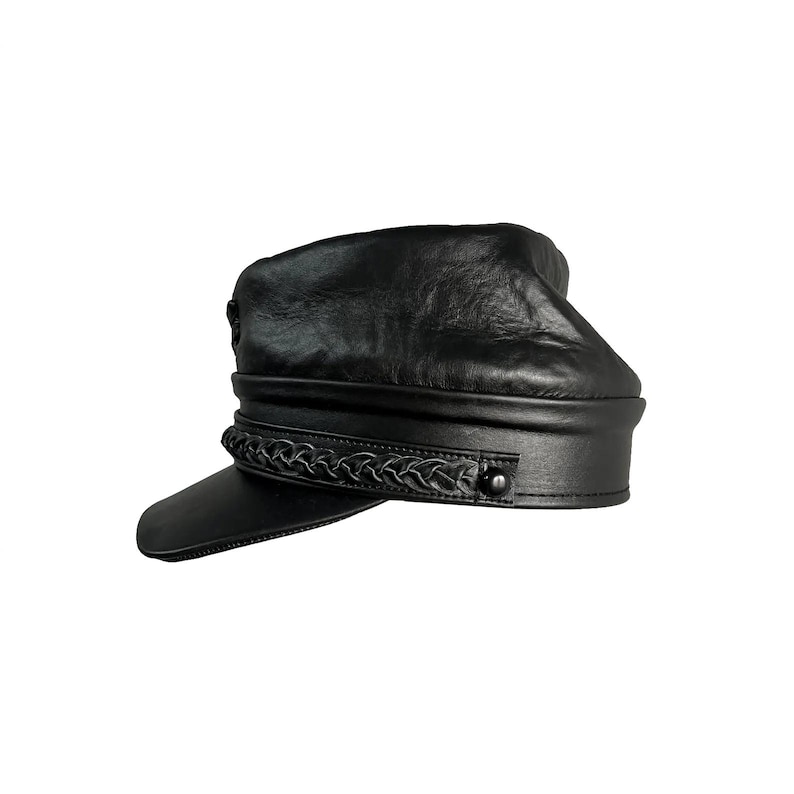 Handmade Leather Civil War Kepi Hat – Authentic Vintage Military Officer Cap | Historical Reenactment Gift image 5
