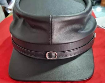 Handmade Civil War Leather Kepi Hat – Authentic Reenactment Headwear, Historical Military Replica