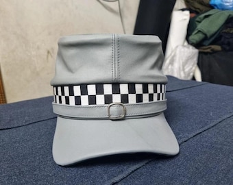 Handmade Leather Civil War Kepi Hat – Authentic Vintage Military Officer Cap | Historical Reenactment Replica