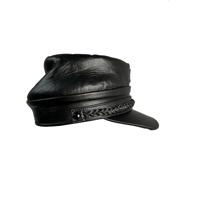 Handmade Leather Civil War Kepi Hat – Authentic Vintage Military Officer Cap | Historical Reenactment Gift image 2