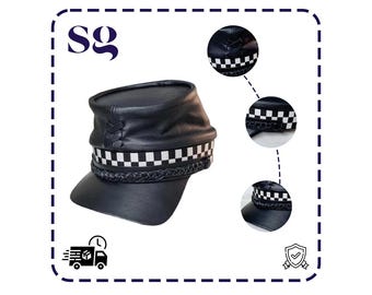 Handmade 19th Century Leather Kepi Hat – Authentic Military Cap Replica | Historical Reenactment Headwear