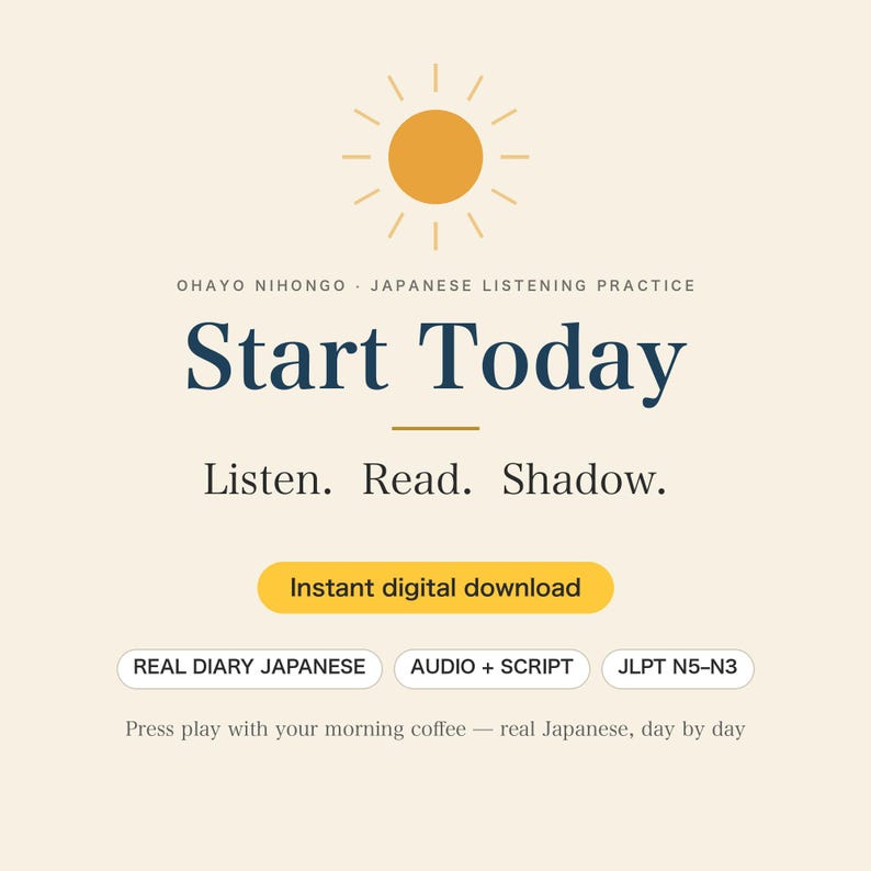Japanese Listening Practice PDF + Audio | Real Diary, JLPT N5 N4 N3 Shadowing | Hiragana Script | [Vol.14 / 10 Days] image 7