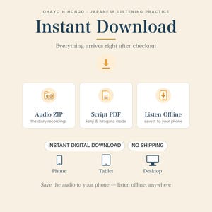 Japanse luisteroefeningen PDF + audio | Real Diary, JLPT N5 N4 N3 Shadowing | Hiragana-schrift | [Vol. 9 / 11 dagen] afbeelding 6