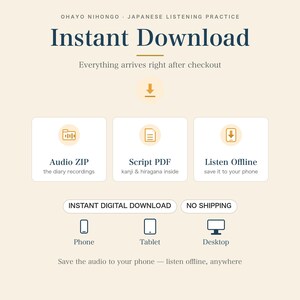 Japanese Listening Practice PDF + Audio | Real Diary, JLPT N5 N4 N3 Shadowing | Hiragana Script | [Vol.14 / 10 Days] image 6