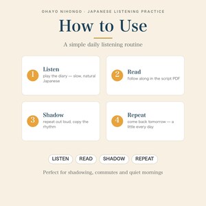 Japanese Listening Practice PDF + Audio | Real Diary, JLPT N5 N4 N3 Shadowing | Hiragana Script | [Vol.8 / 10 Days] image 5