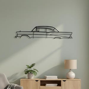 Bel Air 1957 Garage Väggkonst För Bilfantaster, Bilälskare Presentidé, Metall Silhuett Konstverk, Bilväggdekoration, Bilälskare Present