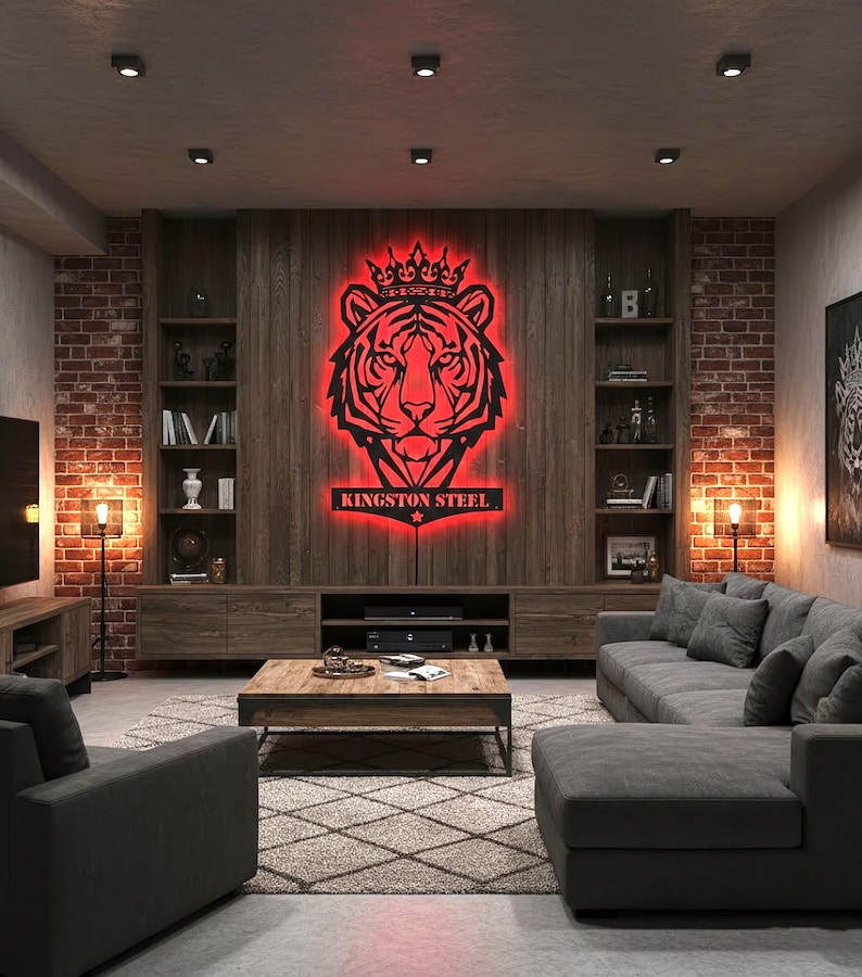 Rgb Tiger Personalized Tiger King LED Metal Sign, Custom Captain Name Wall Art ...