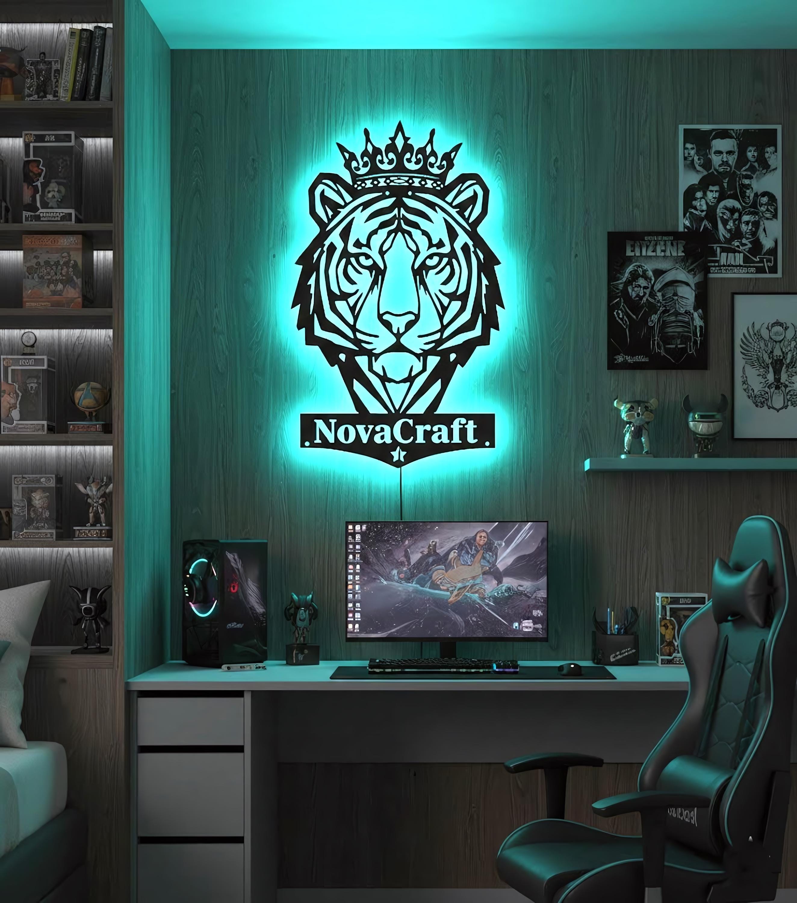 Rgb Tiger Personalized Tiger King LED Metal Sign, Custom Captain Name Wall Art ...