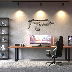 Arte de pared de metal con metralleta: decoración geométrica para el hogar