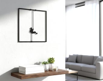 Climber Metal Wall Art, 3D Shadow Effect, Modern Man Cave Decor