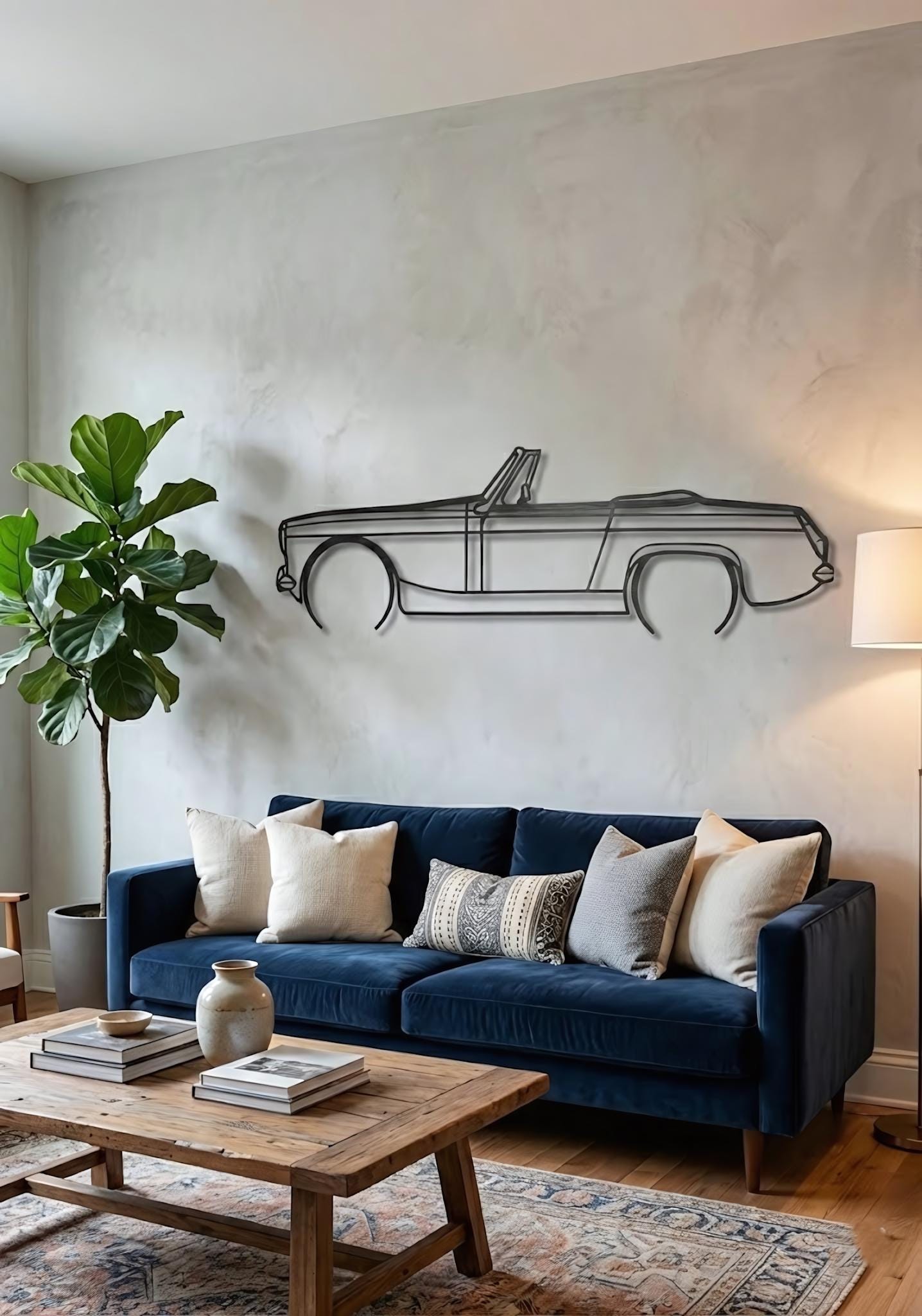 Décoration Murale En Métal - Silhouette De Voiture - Corvette C5 Detaillee 80cm